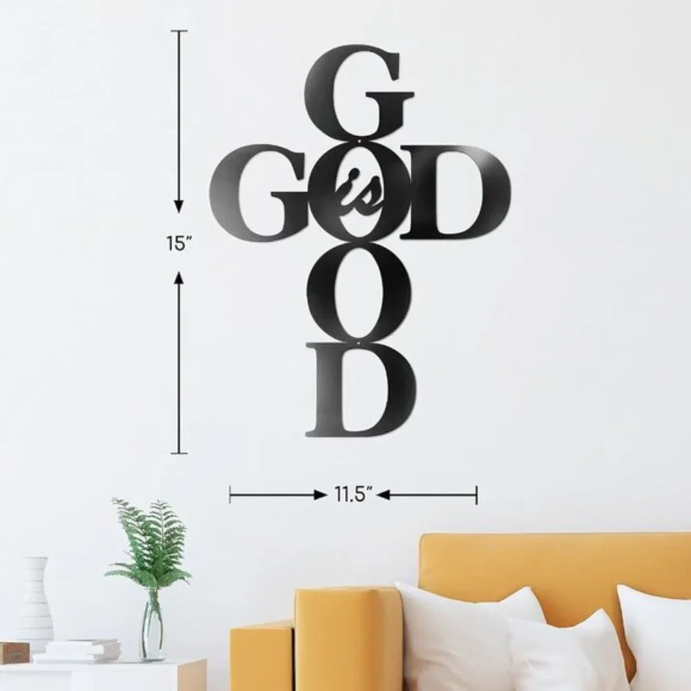 God is Good Metal Signs Decor, Black Metal‎ Cross God is Good Sign Wall Decor